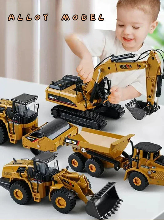 1/50 Scale Diecast Alloy Excavator Toy Car For Kids Boys Engineering Truck Toys Forklift Crane Dump Truck Children's Toys Gift